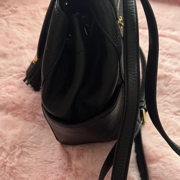 Tory Burch Black Leather Backpack with Gold Accents - Picture 6 of 12